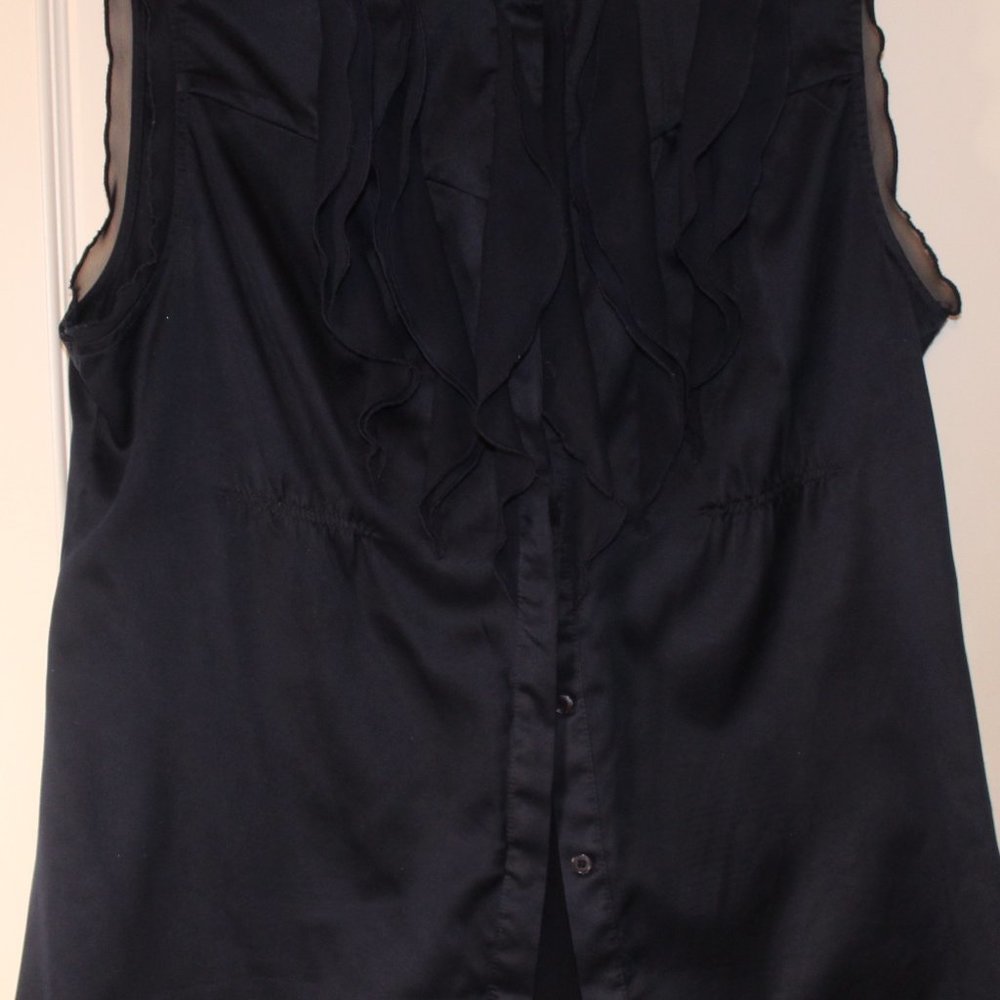 Navy Ruffled Blouse - Picture 2 of 4